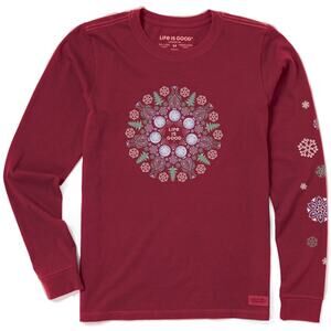 Life is Good Women's Winter Wonderland Mandala Long Sleeve Crusher Tee Sz XXXL